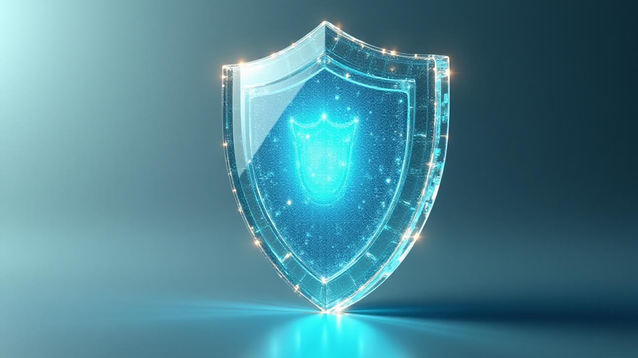 Abstract digital shield glowing with protective energy, symbolizing robust macOS security